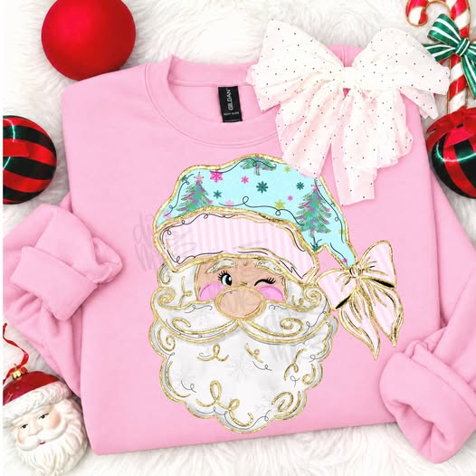 DEAL OF THE DAY - Pastel Whimsical Santa Light Pink Tee or Sweatshirt (FINAL SALE) - Tees - The Red Rival