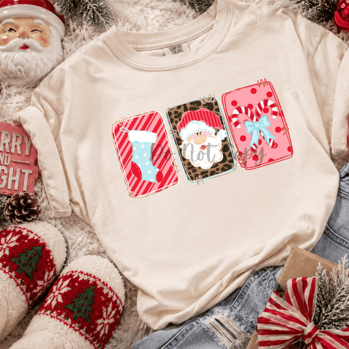 DEAL OF THE DAY - Pink Christmas Trio Tan Tee or Sweatshirt - FINAL SALE - Graphic Tee - The Red Rival
