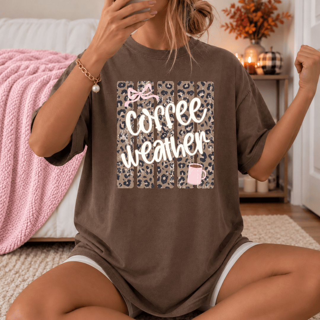 DEAL OF THE DAY - Pink Leopard Coffee Weather Brown Tee (FINAL SALE) - Tees - The Red Rival