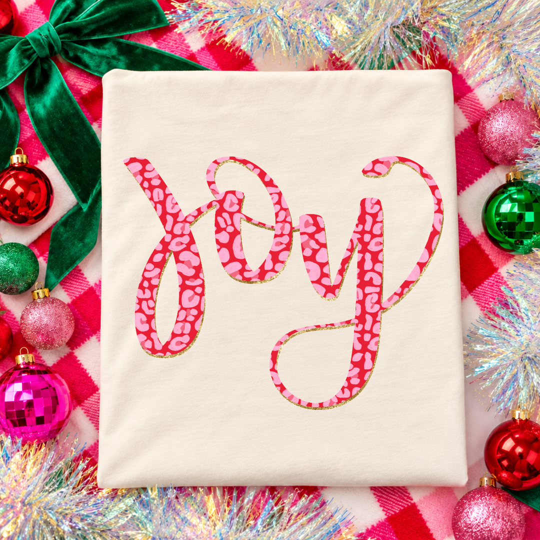 DEAL OF THE DAY - Pink Leopard Joy Tan Tee or Sweatshirt - FINAL SALE - Graphic Tee - The Red Rival
