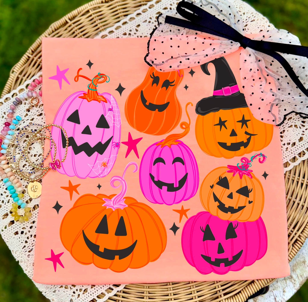 DEAL OF THE DAY - Pink & Orange Funky Pumpkins Neon Cantaloupe Tee (FINAL SALE) - Tees - The Red Rival
