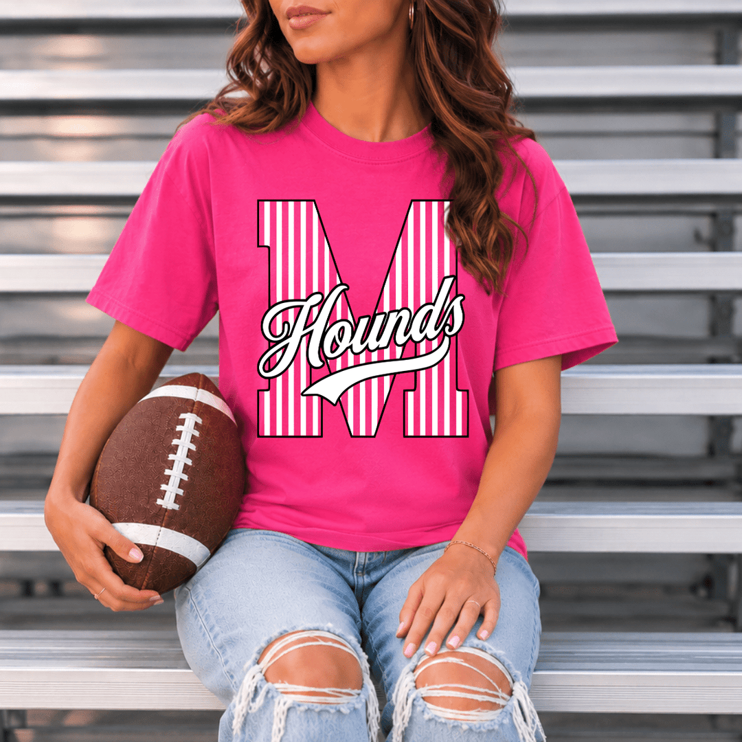 DEAL OF THE DAY - Pink Out - Black/White Striped HOUNDS Heliconia Pink Tee (FINAL SALE) - Tees - The Red Rival