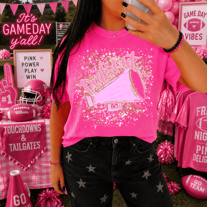 DEAL OF THE DAY - Pink Out CHEER Pink Tee - FINAL SALE - Graphic Tee - The Red Rival