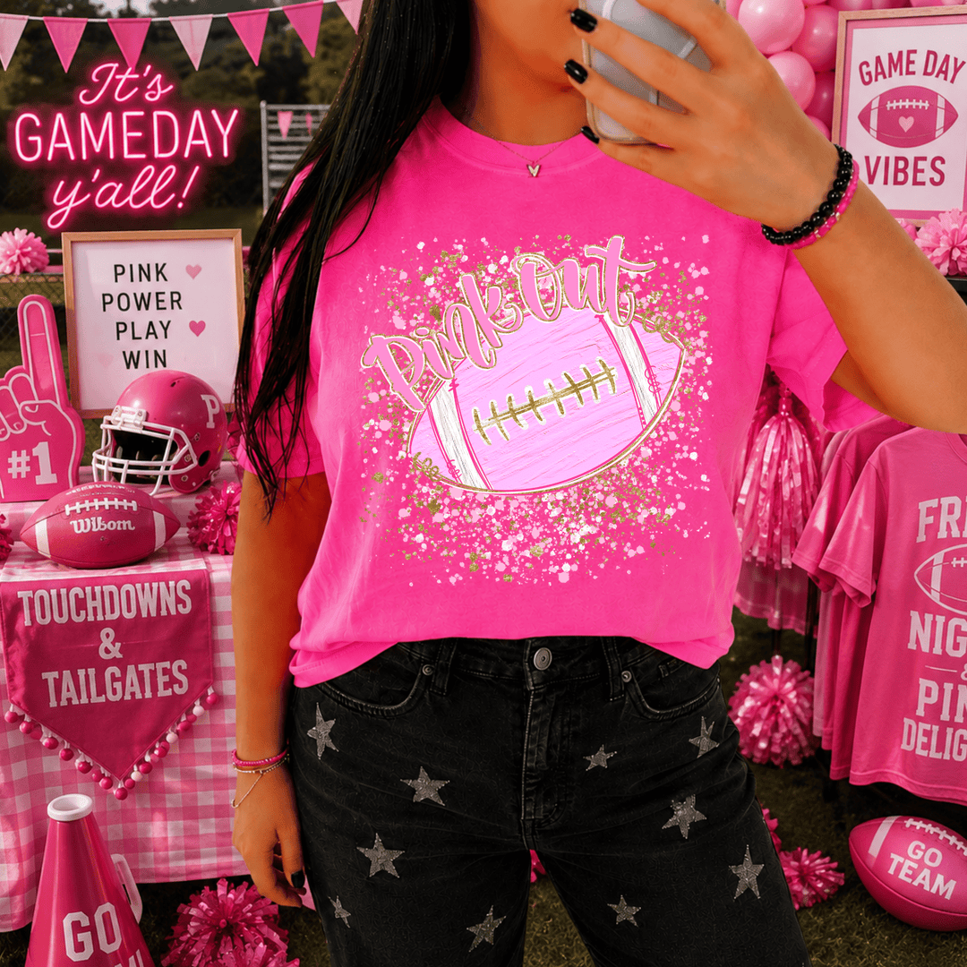 DEAL OF THE DAY - Pink Out Football Pink Tee - FINAL SALE - Graphic Tee - The Red Rival