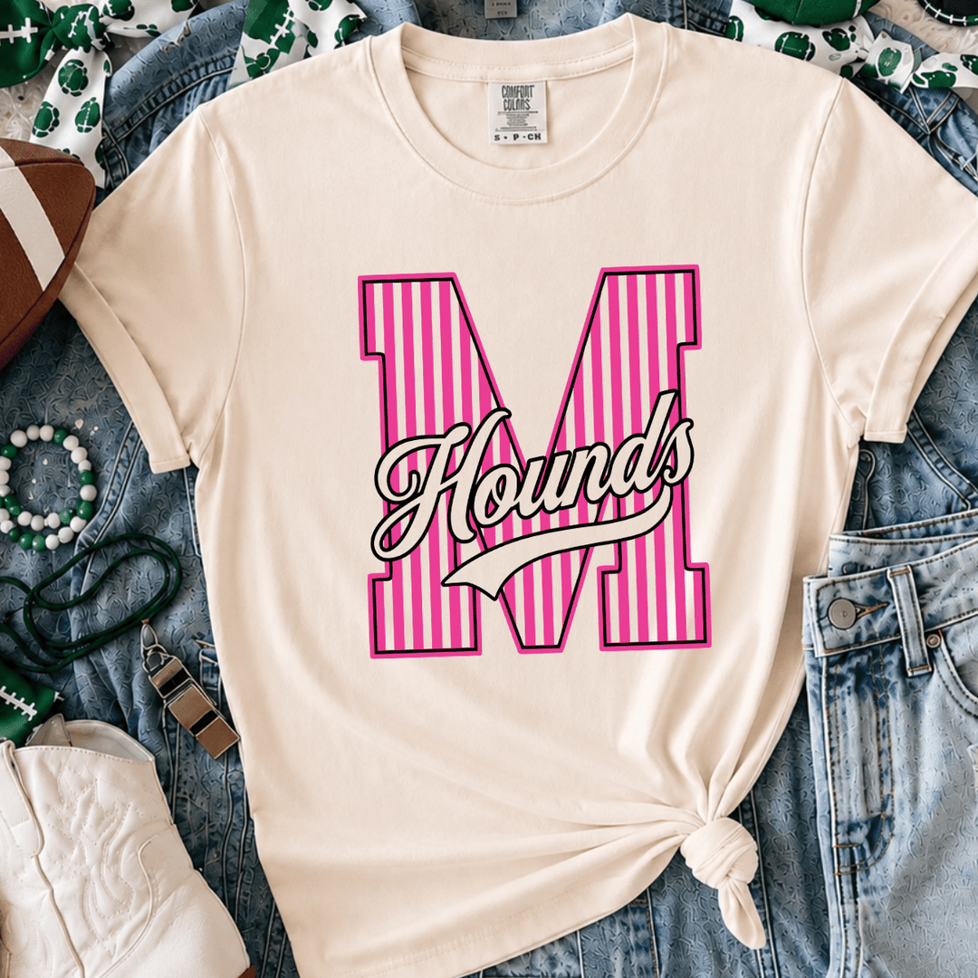 DEAL OF THE DAY - Pink Out - Striped HOUNDS Ivory Tee (FINAL SALE) - Graphic Tee - The Red Rival