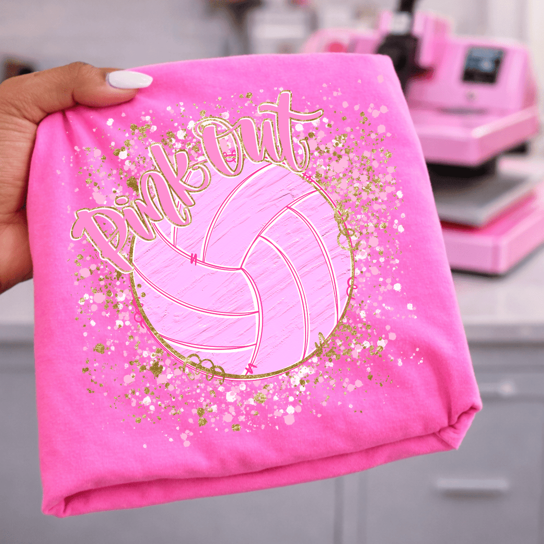 DEAL OF THE DAY - Pink Out VOLLEYBALL Pink Tee - FINAL SALE - Graphic Tee - The Red Rival