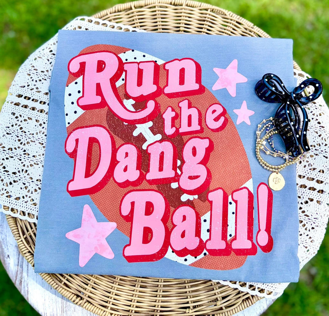 DEAL OF THE DAY - Pink Run the Dang Ball Blue Tee - (FINAL SALE) - Graphic Tee - The Red Rival