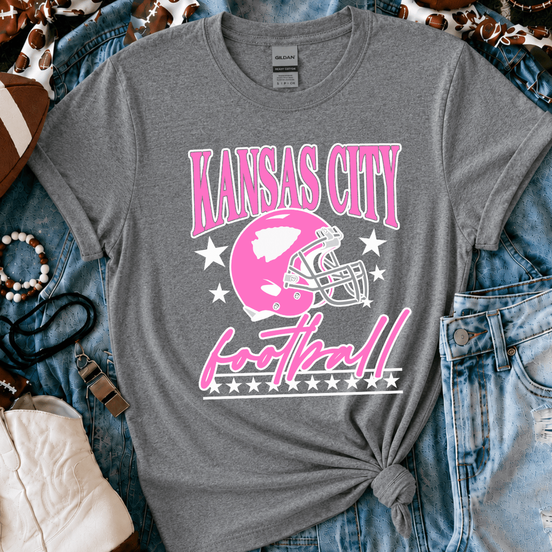 DEAL OF THE DAY - Pink Star Kansas City Football Grey Tee - FINAL SALE - Graphic Tee - The Red Rival