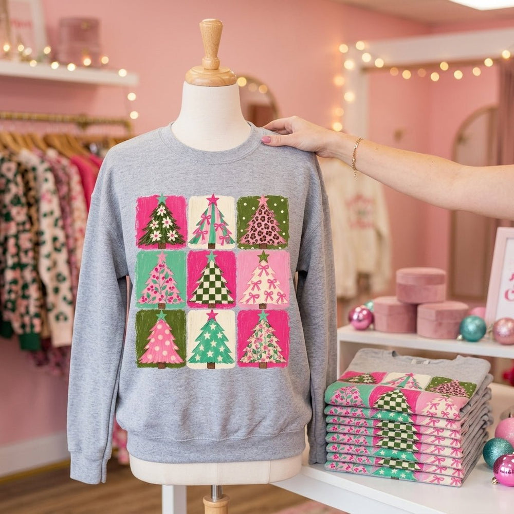 DEAL OF THE DAY - Pink Tree Squares on Grey Tee or Sweatshirt (FINAL SALE) - Tees - The Red Rival