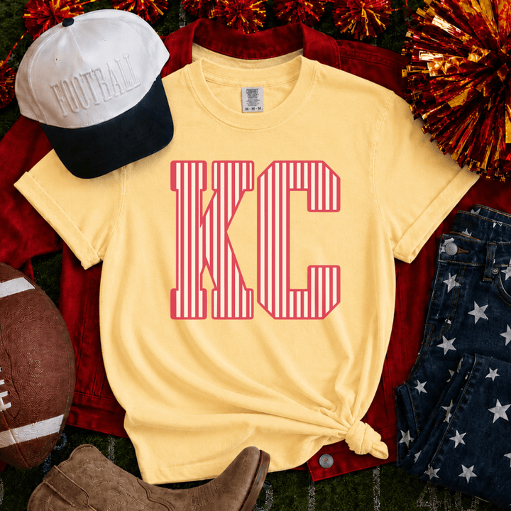 DEAL OF THE DAY - Pinstripe KC Yellow Tee (FINAL SALE) - Graphic Tee - The Red Rival