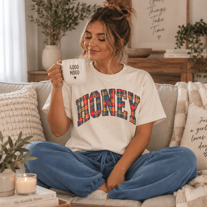DEAL OF THE DAY - Plaid Honey Tan Tee or Sweatshirt - FINAL SALE - Graphic Tee - The Red Rival