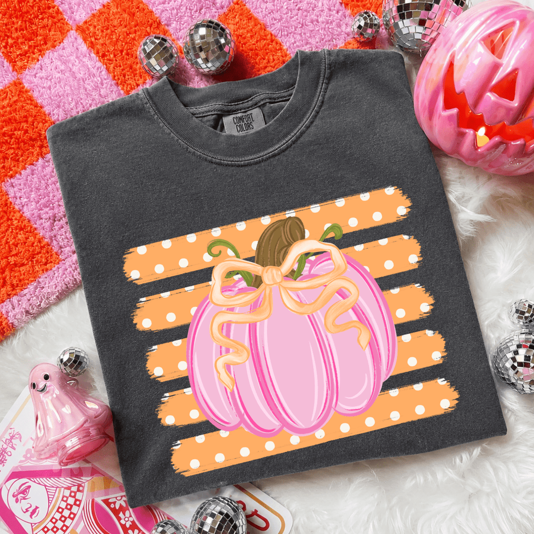 DEAL OF THE DAY - Polka Dot Stripes Pink Pumpkin Pepper Tee (FINAL SALE) - Tees - The Red Rival