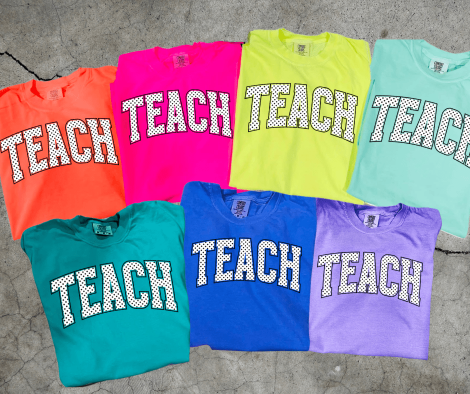 DEAL OF THE DAY - Polka Dot TEACH Letters (Pick your tee color) (FINAL SALE) - Graphic Tee - The Red Rival