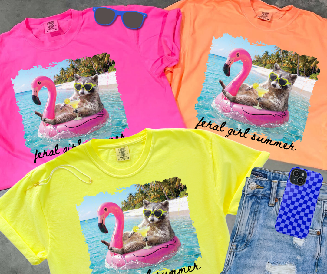 DEAL OF THE DAY - Pool Racoon Feral Girl Summer (Choose your tee color) (FINAL SALE) - Tees - The Red Rival
