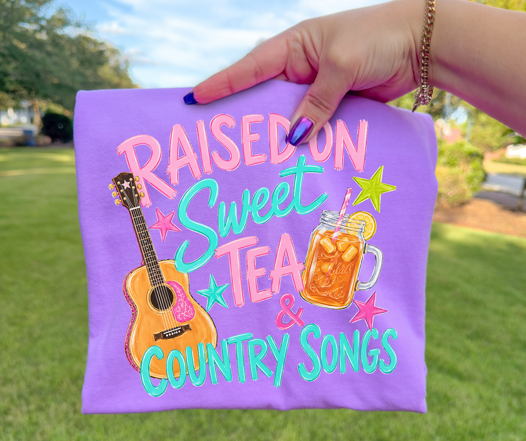 DEAL OF THE DAY - Raised On Sweet Tea & Country Songs Purple Tee (FINAL SALE) - Tees - The Red Rival