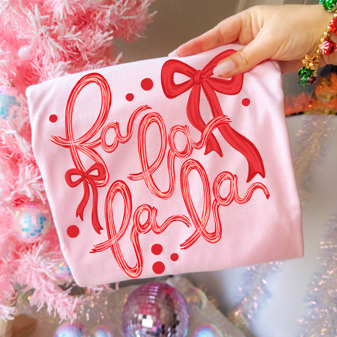 DEAL OF THE DAY - Red Bow Fa la la la Light Pink Tee or Sweatshirt (FINAL SALE) - Tees - The Red Rival