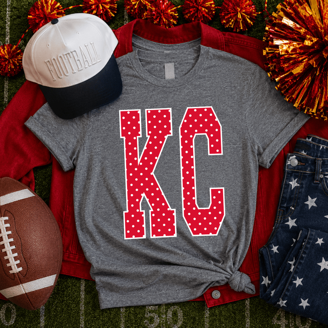 DEAL OF THE DAY - Red KC Dot Letters Grey Tee - (FINAL SALE) - Tees - The Red Rival