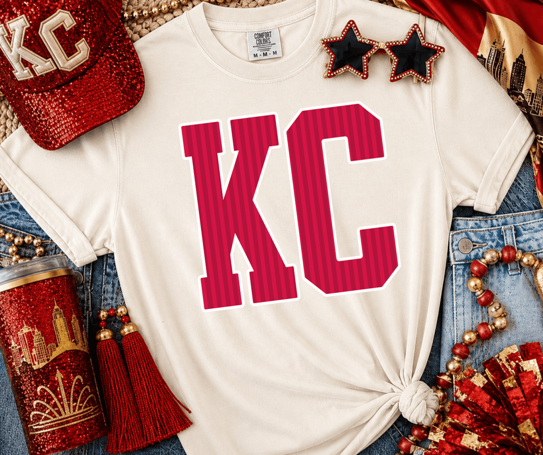 DEAL OF THE DAY - Red KC Stripes IvoryTee (FINAL SALE) - Tees - The Red Rival