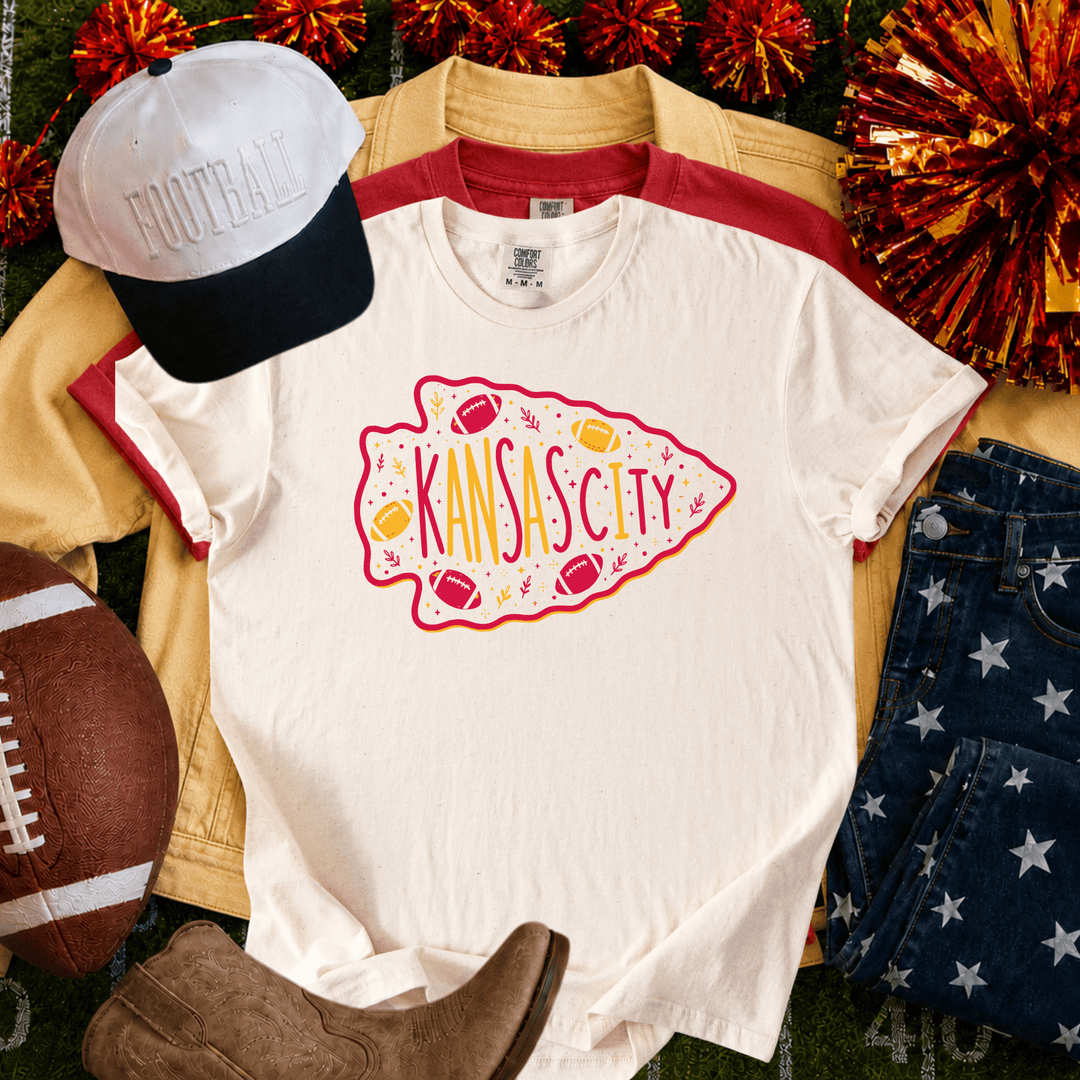 DEAL OF THE DAY - Red/Gold Kansas City Arrowhead Ivory Tee (FINAL SALE) - Tees - The Red Rival