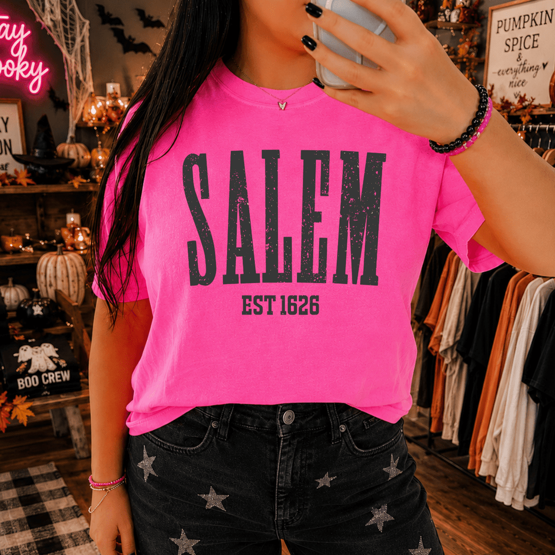 DEAL OF THE DAY - Salem Est 1626 Pink Tee - FINAL SALE - Graphic Tee - The Red Rival