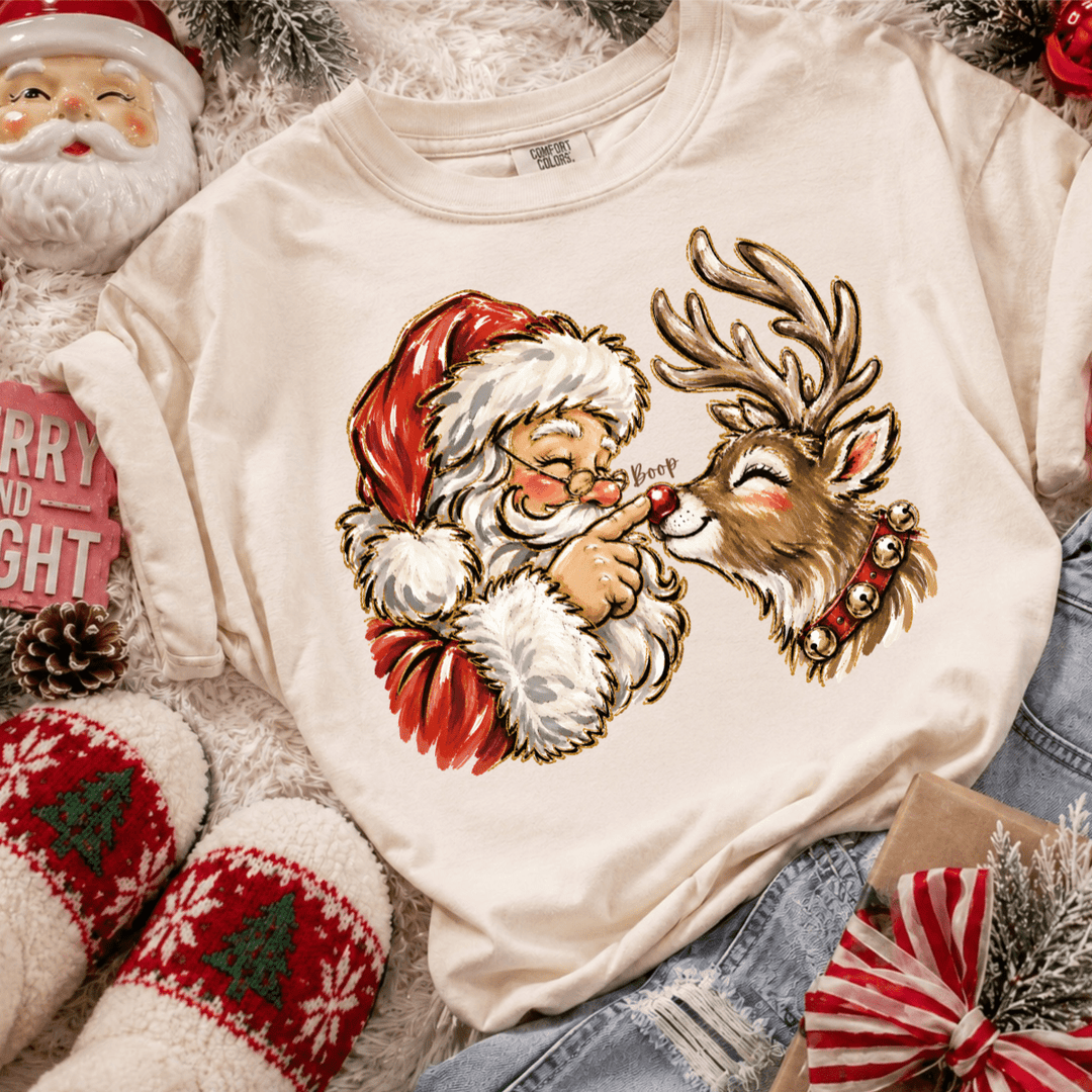 DEAL OF THE DAY - Santa Boop Tan Tee or Sweatshirt - FINAL SALE - Graphic Tee - The Red Rival