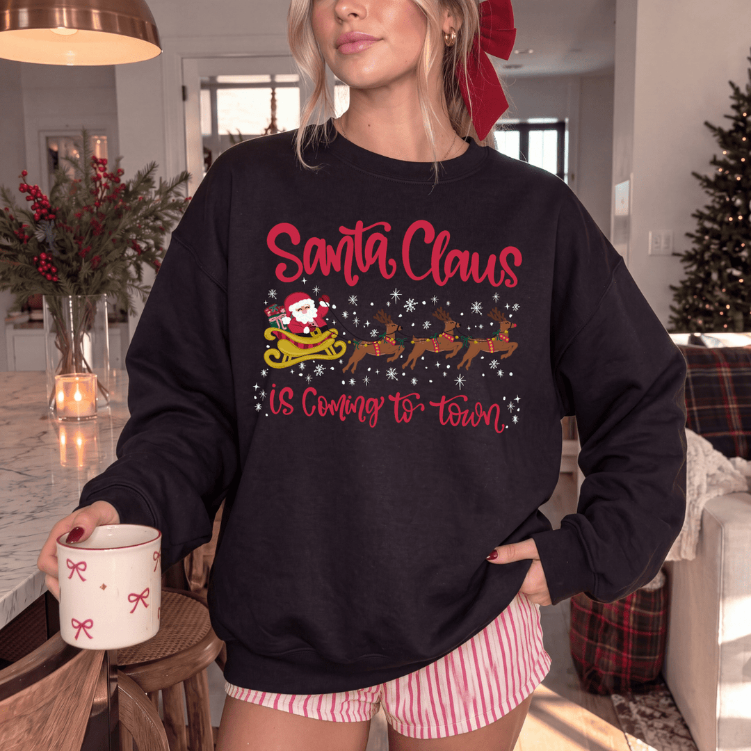 DEAL OF THE DAY - Santa Claus is Coming to Town Black Tee or Sweatshirt (FINAL SALE) - Tees - The Red Rival