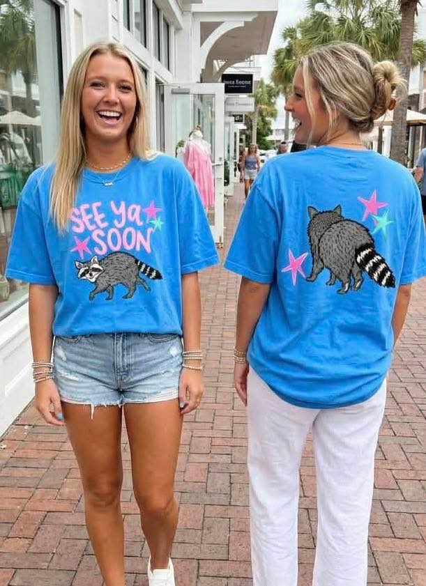 DEAL OF THE DAY - See Ya Soon Racoon Blue Tee (FINAL SALE) - Tees - The Red Rival