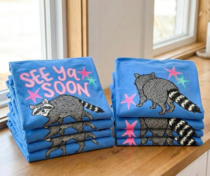 DEAL OF THE DAY - See Ya Soon Racoon Blue Tee (FINAL SALE) - Tees - The Red Rival