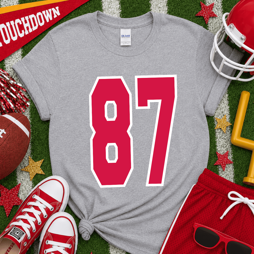 DEAL OF THE DAY - Simple Red Number 87 Grey Tee - (FINAL SALE) - Tees - The Red Rival