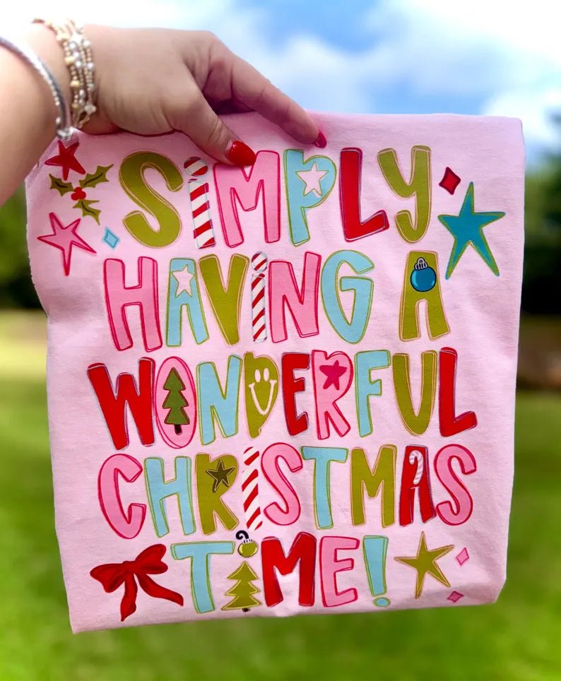 DEAL OF THE DAY - Simply Having a Wonderful Christmas Time Pink Tee (FINAL SALE) - Tees - The Red Rival