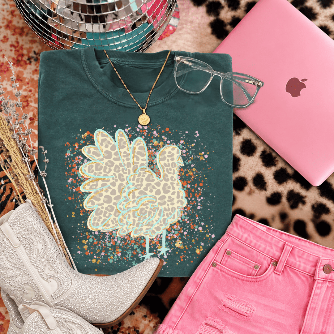 DEAL OF THE DAY - Splatter Leopard Turkey Blue Spruce Tee (FINAL SALE) - Tees - The Red Rival