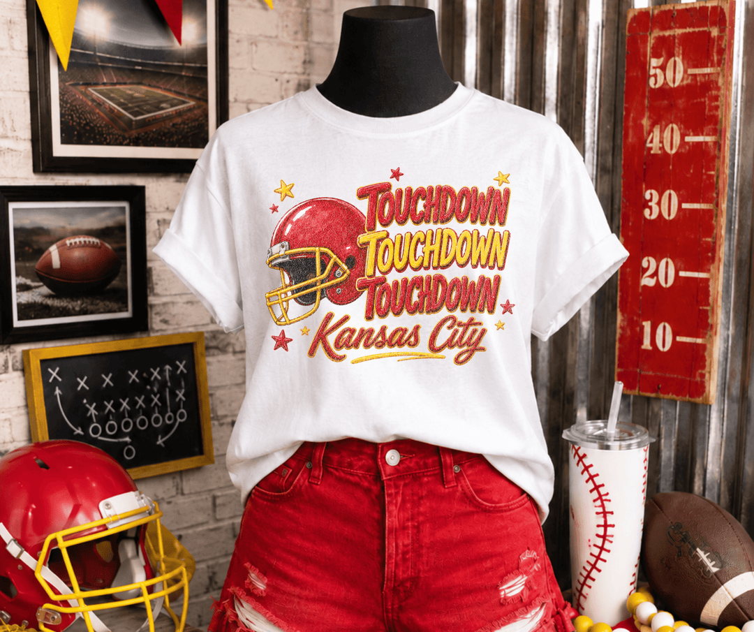 DEAL OF THE DAY - Star Touchdown Kansas City White Tee (FINAL SALE) - Tees - The Red Rival