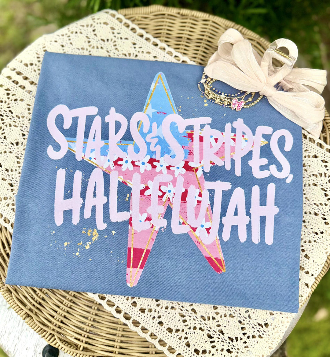 DEAL OF THE DAY - Stars &amp; Stripes Hallelujah Blue Tee (FINAL SALE) - Graphic Tee - The Red Rival