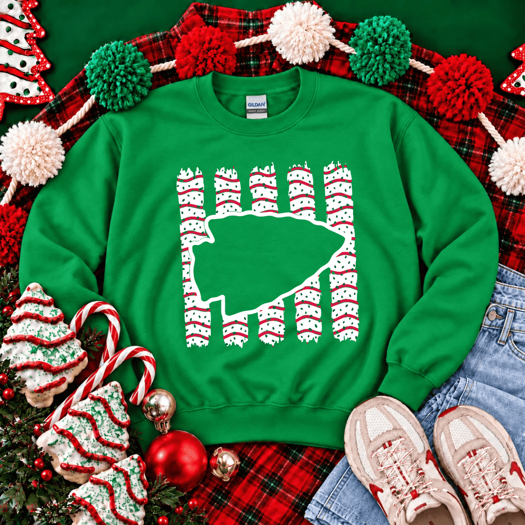 DEAL OF THE DAY - Striped Arrowhead Christmas Cake Green Sweatshirt (FINAL SALE) - Tees - The Red Rival