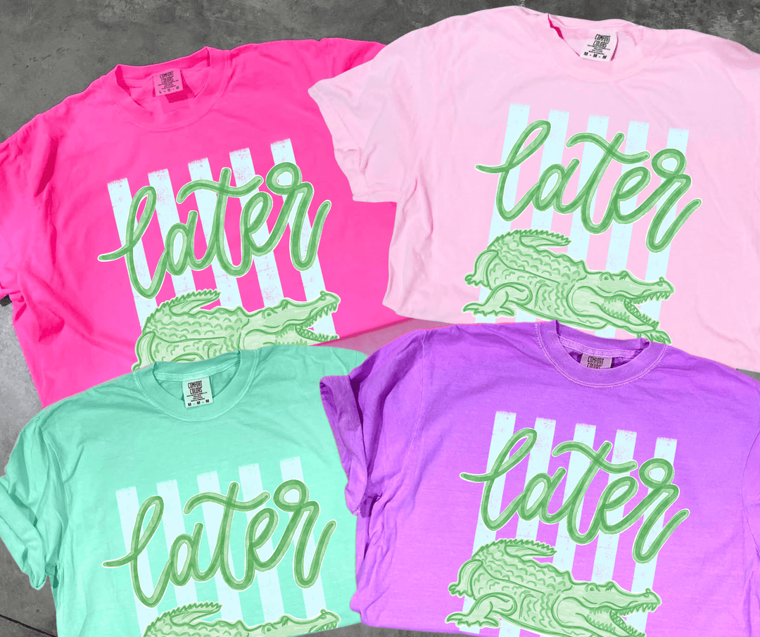 DEAL OF THE DAY - Striped Later Gator (Pick your NEON tee color) - FINAL SALE - Graphic Tee - The Red Rival