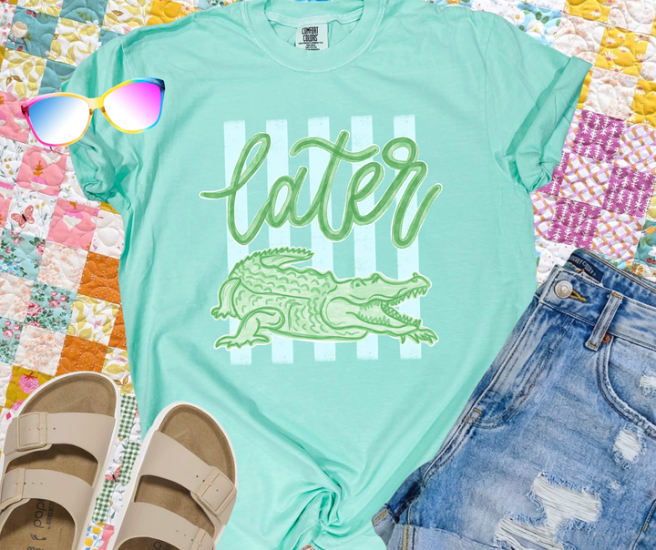 DEAL OF THE DAY - Striped Later Gator (Pick your NEON tee color) - FINAL SALE - Graphic Tee - The Red Rival