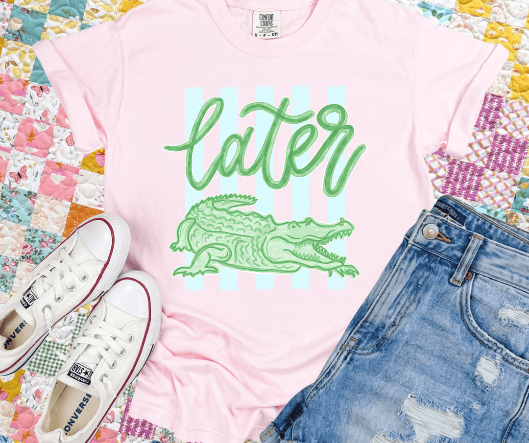 DEAL OF THE DAY - Striped Later Gator (Pick your NEON tee color) - FINAL SALE - Graphic Tee - The Red Rival
