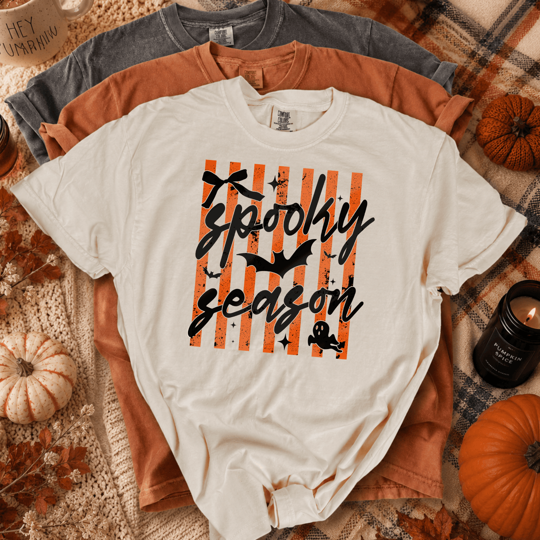 DEAL OF THE DAY - Striped Spooky Season Ivory Tee (FINAL SALE) - Tees - The Red Rival