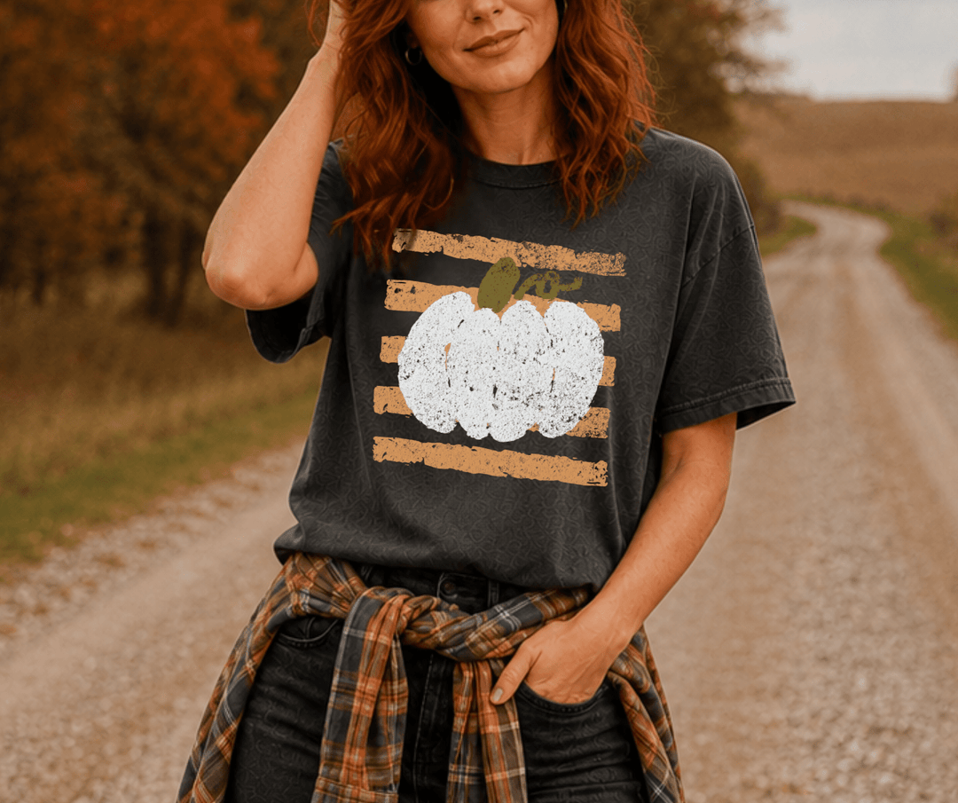 DEAL OF THE DAY - Stripped White Pumpkin Pepper Tee - FINAL SALE - Graphic Tee - The Red Rival