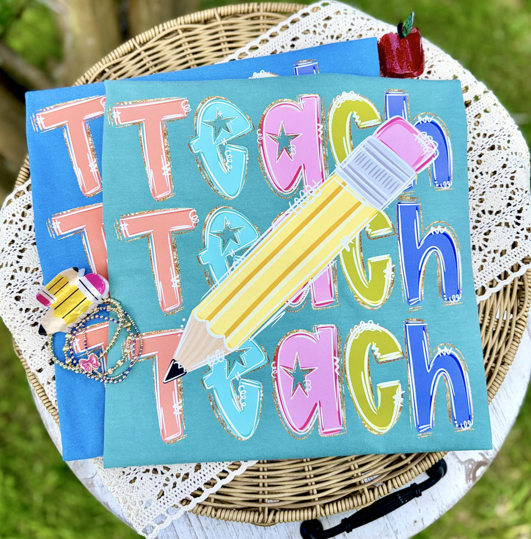 DEAL OF THE DAY - Teach Repeat Pencil Blue Tee (FINAL SALE) - Tees - The Red Rival