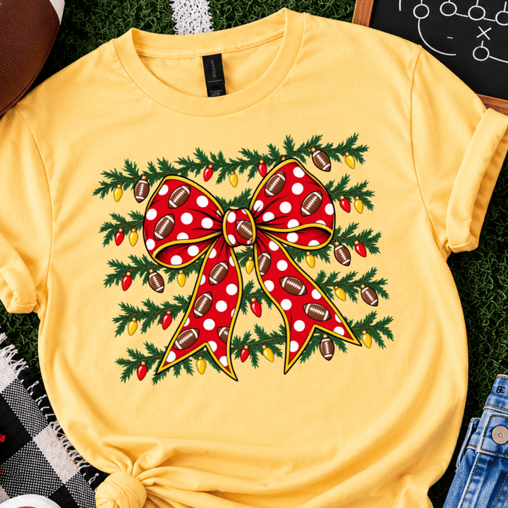 DEAL OF THE DAY - Tinsel Football Bow Yellow Tee or Sweatshirt (FINAL SALE) - Tees - The Red Rival