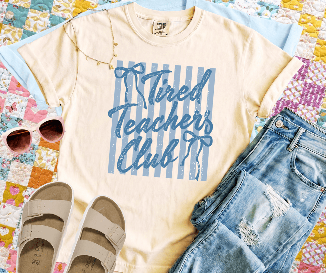 DEAL OF THE DAY - Tired Teacher Club Ivory Tee (FINAL SALE) - Graphic Tee - The Red Rival