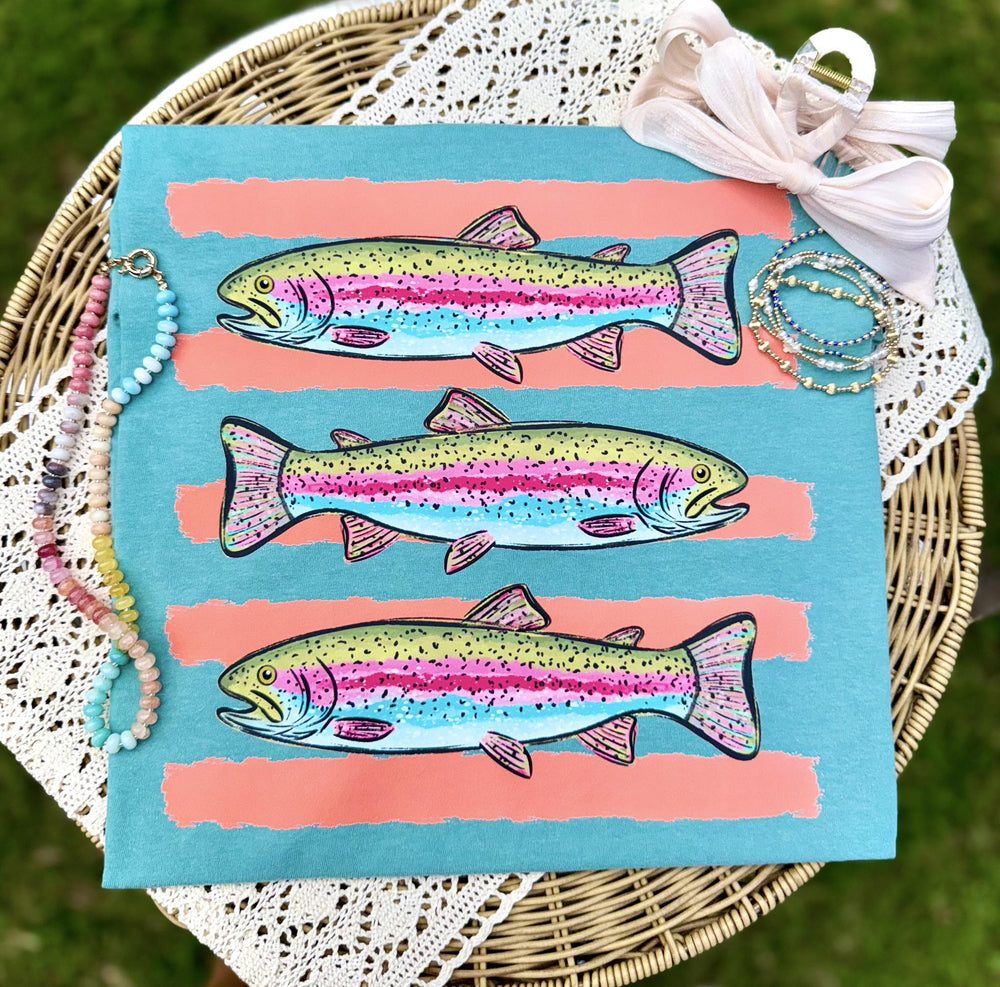 DEAL OF THE DAY - Trendy Trout's Blue Tee (FINAL SALE) - Graphic Tee - The Red Rival