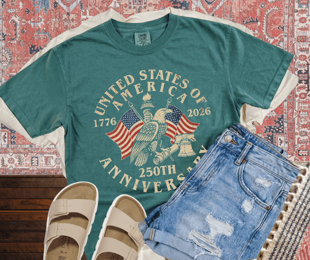 DEAL OF THE DAY - United States of America 250th BLUE SPRUCE Tee (FINAL SALE) - Graphic Tee - The Red Rival