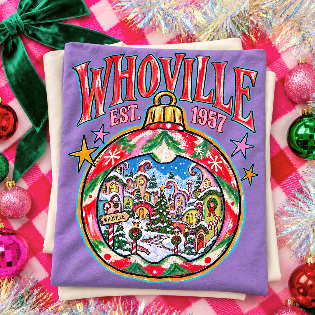 DEAL OF THE DAY - Whimsical Christmas Village Purple Tee (FINAL SALE) - Tees - The Red Rival