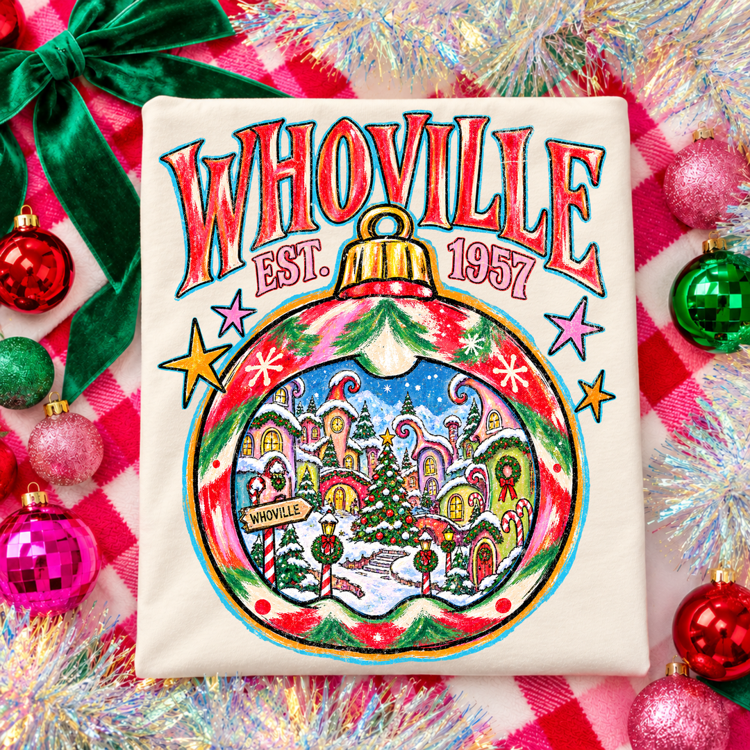 DEAL OF THE DAY - Whimsical Christmas Village Tan Tee or Sweatshirt - FINAL SALE - Graphic Tee - The Red Rival