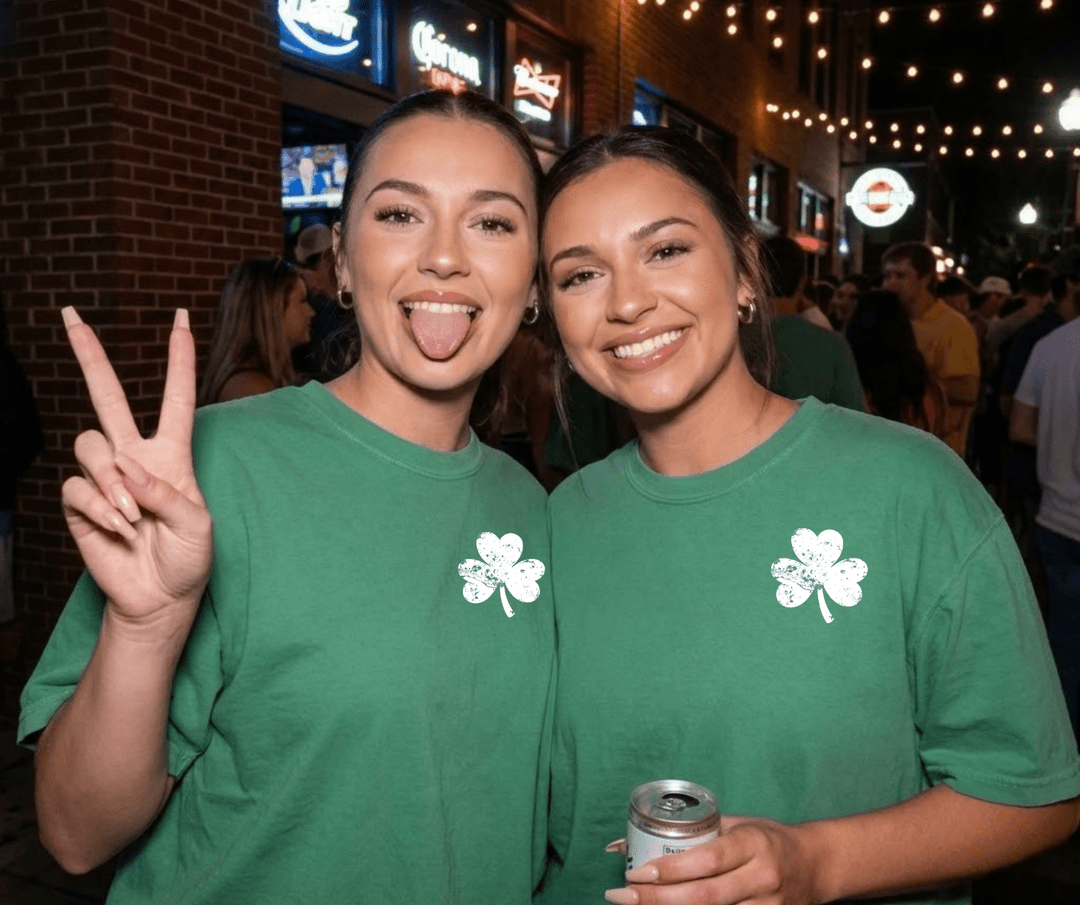 DEAL OF THE DAY - White Left Chest Distressed Shamrock Green Tee - Tees - The Red Rival