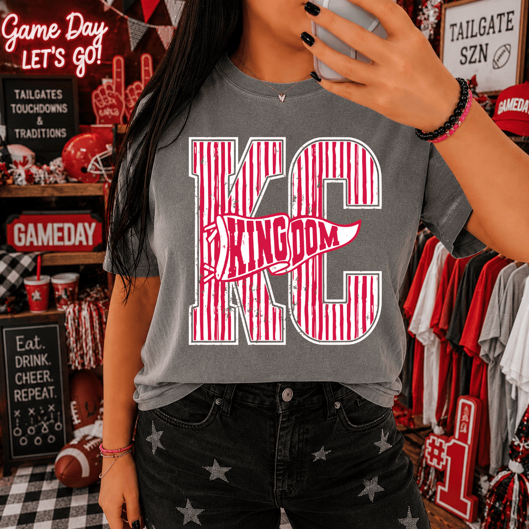 DEAL OF THE DAY - White/Red Distressed KC Football Banner (FINAL SALE) - Tees - The Red Rival