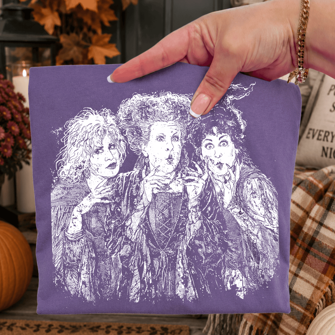 DEAL OF THE DAY - Witch Sisters Drawing Purple Tee (FINAL SALE) - Tees - The Red Rival