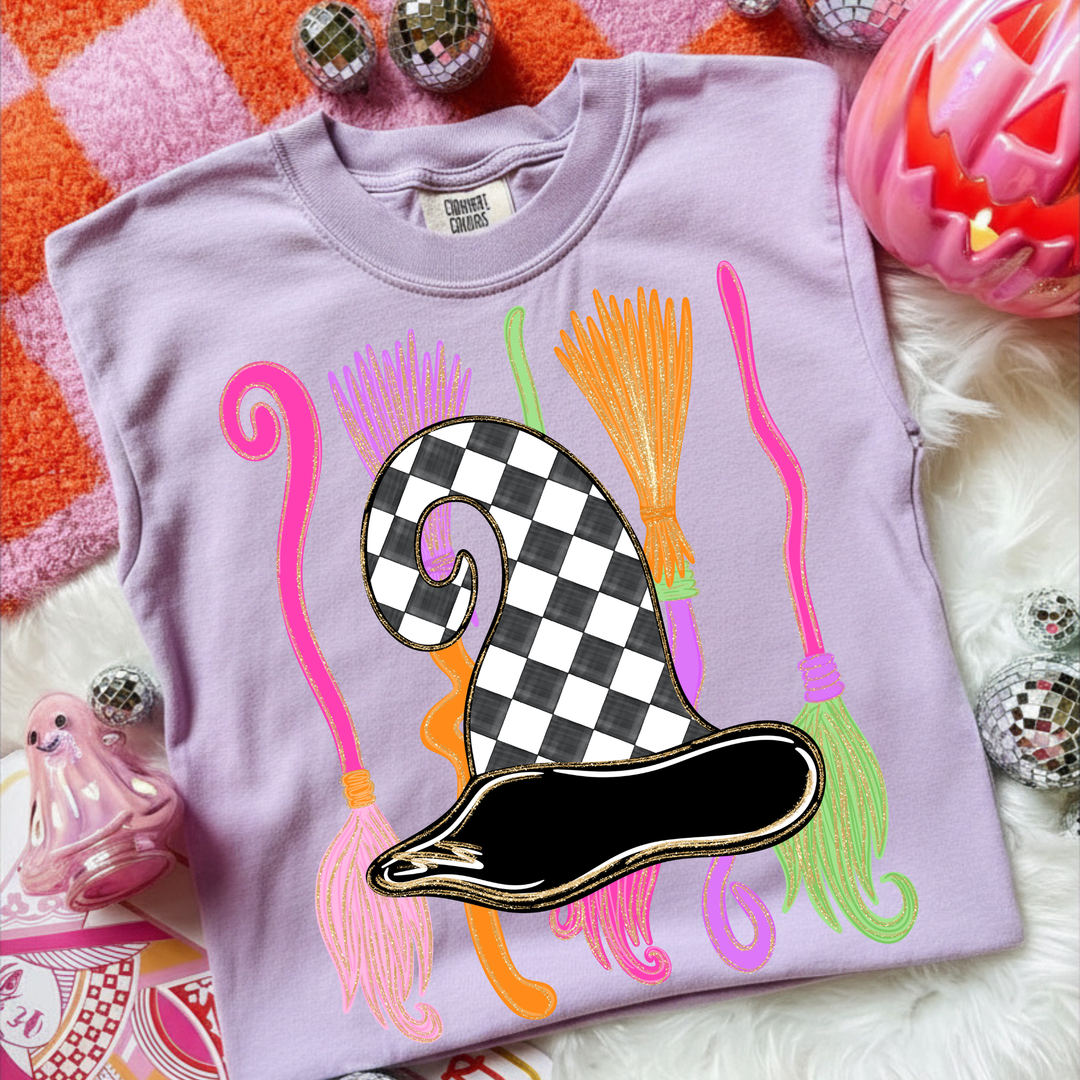 DEAL OF THE DAY - Witches Brooms & Hat Light Purple Tee (FINAL SALE) - Tees - The Red Rival